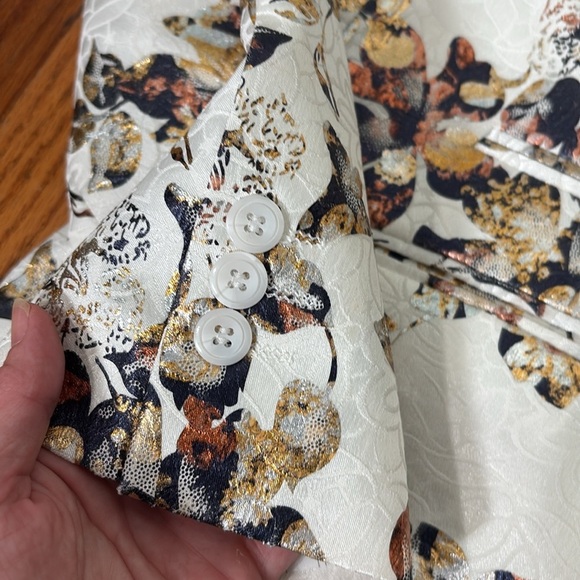 Suslo Couture Single Button Textured Floral Blazer Jacket White Men’s size 48 - Picture 5 of 11